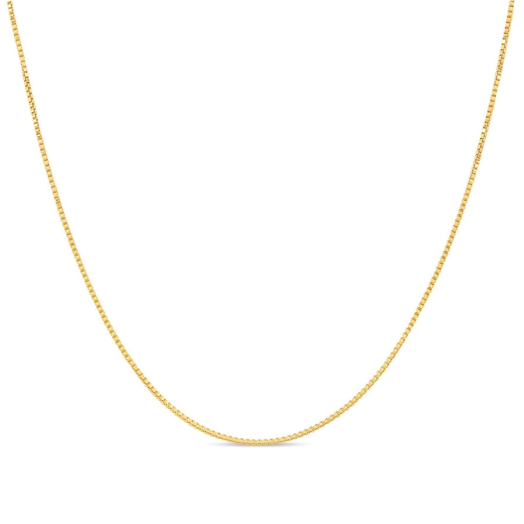 [Australia] - 18k Gold over Sterling Silver 1mm Box Chain Necklace Made in Italy 14 Inch 20.0 Inches 