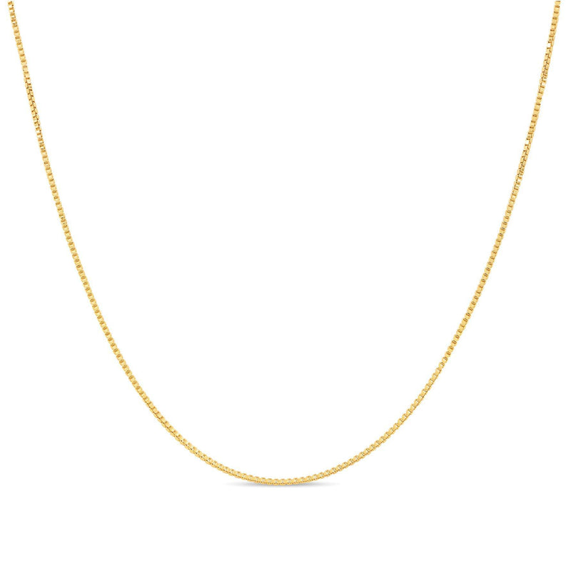 [Australia] - 18k Gold over Sterling Silver 1mm Box Chain Necklace Made in Italy 14 Inch 20.0 Inches 