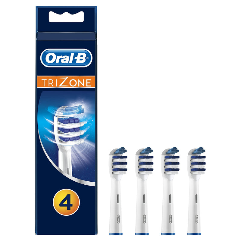 [Australia] - Oral-B Trizone Electric Toothbrush Head, Pack of 4, Plaque Remover, 3 Bristle Zones for Deep Cleaning, White 