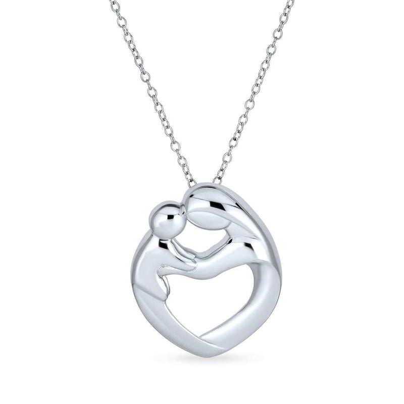 [Australia] - Bling Jewelry Family New Mother Loving Son Child Daughter Heart Shaped Pendant Necklace for Women Rose Gold Plated 925 Sterling Silver 