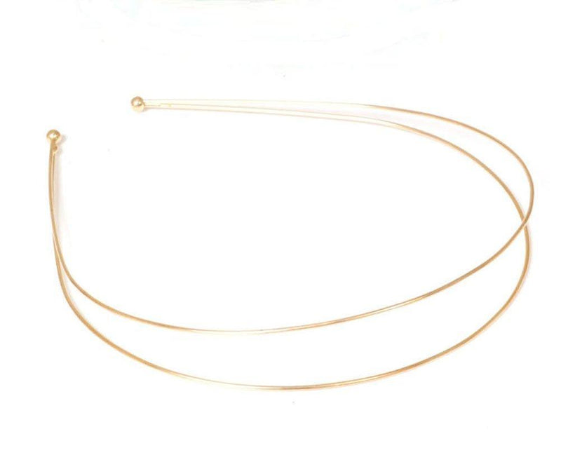 [Australia] - Hair Accessories - Bride Plain Double Round Wire Alice / Tiara Band. Available in Gilt Gold and Silver colour. (Gold) 