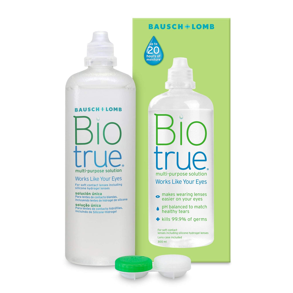 [Australia] - Biotrue Multi-Purpose Contact Lens Solution, 300 ml - Cushions and Rehydrates Soft Contact Lenses for Comfortable Wear - Condition, Clean, Remove Protein, Disinfect and Rinse - Includes Lens Case Pack of 1 