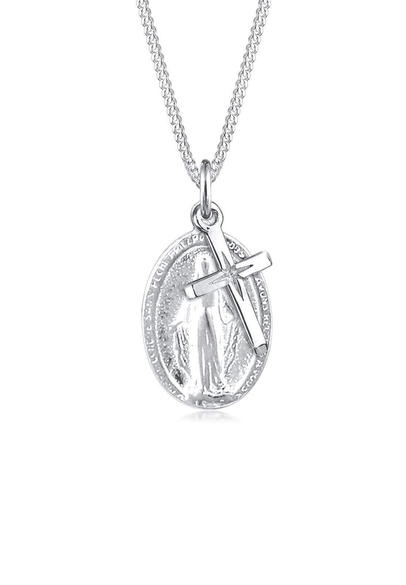 [Australia] - Elli Multipendants Cross Image of Mary Women Silver Pendant Necklace of Length 45cm 0106711912_45 