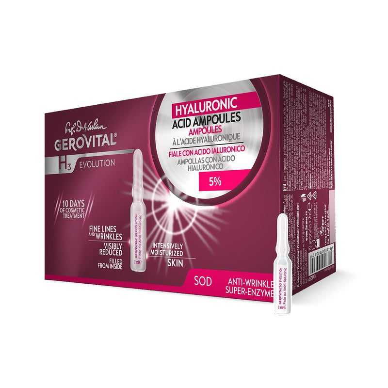 [Australia] - Gerovital H3 Evolution, Anti-wrinkle face ampoules for intensive hydration, with 5% hyaluronic acid, for all skin types, 20 ml x 10 vials 