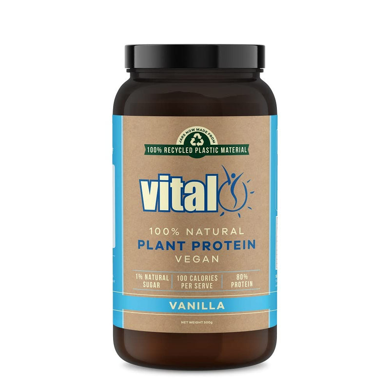 [Australia] - Vital Plant Protein Vanilla 500GM | 100% Plant Protein | Vegan Powder | Pea Protein | Gluten & Dairy Free | Natural | Complete Amino Acid Profile 
