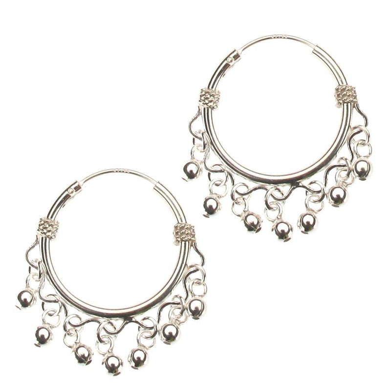 [Australia] - Touch Jewellery 925 Sterling Silver 20 mm Hoop Earrings with Dangling Beads 