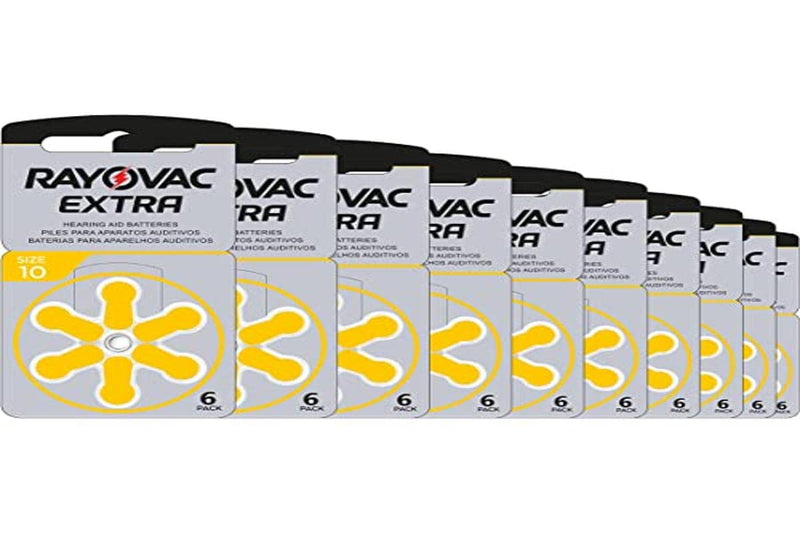 [Australia] - Rayovac Extra Advanced Zinc Air Hearing Aid Battery, Pack of 10, with 60 Batteries, Suitable for Hearing Aids Hearing Aids Sound Amplifier, Yellow 6x10 Pack 10 AU - Yellow Single 