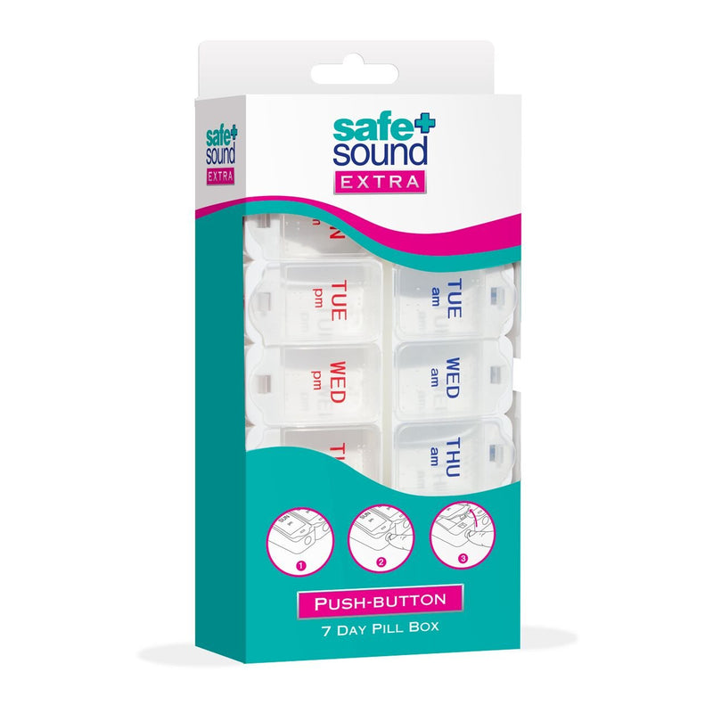 [Australia] - Safe and Sound 7 Day 14 Compartment AM and PM Push-button Pop-open Pill Box, Includes Two Patient Record Cards 
