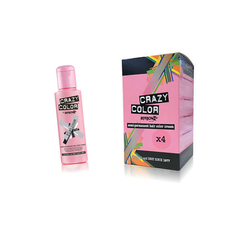 [Australia] - Crazy Colour Semi Permanent Hair Dye By Renbow Platinum No.28(100ml) Box of 4 Platinum 28 100 ml (Pack of 4) 