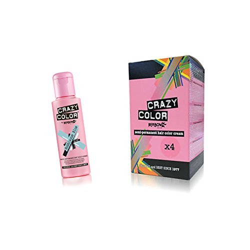 [Australia] - Renbow - Crazy Color - Semi-Permanent Hair Dye - Bubblegum Blue No 63 - 100ml - x4 Per Box 100 ml (Pack of 4) 