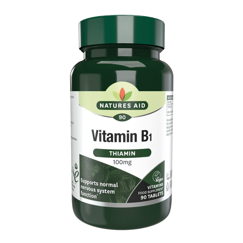 [Australia] - Natures Aid Vitamin B1 Thiamin, 100 mg, 90 Tablets (Contributes to Normal Functioning of the Nervous System, Made in the UK, Vegan Society Approved) 