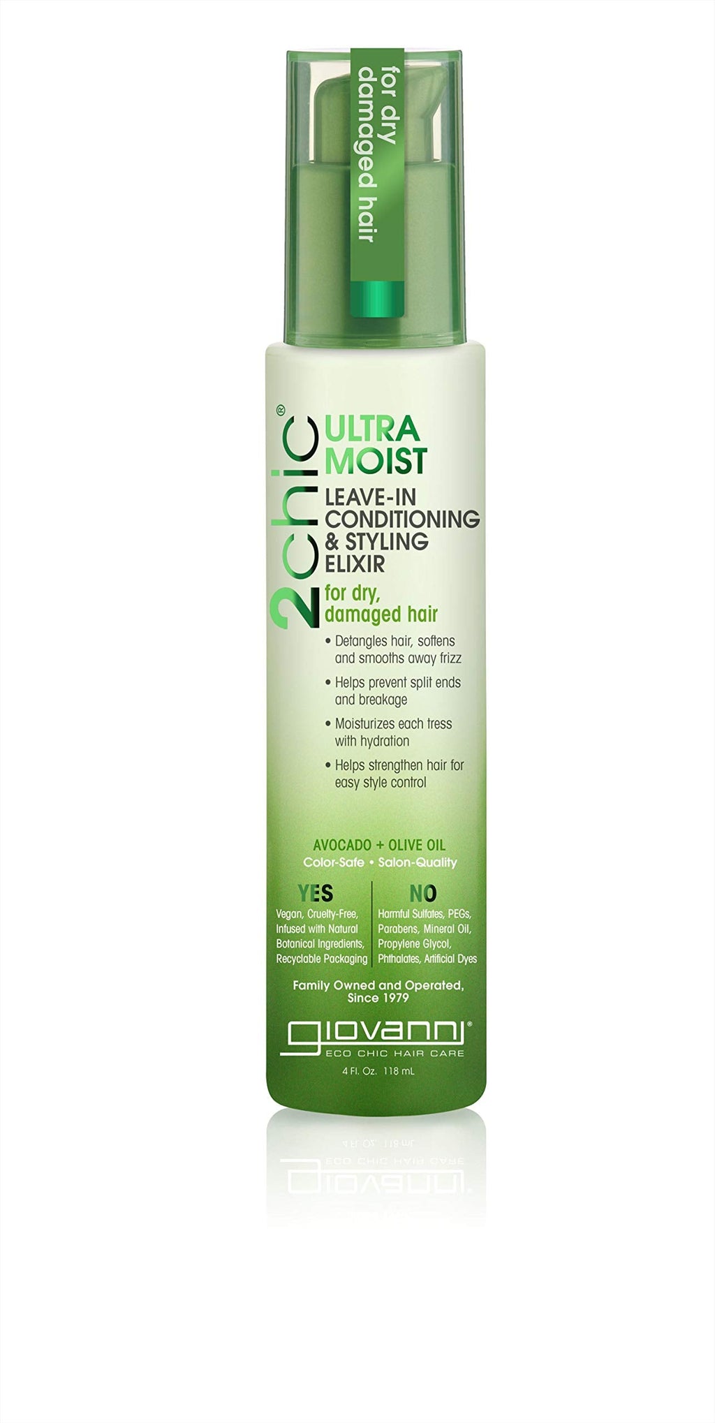 [Australia] - GIOVANNI 2chic LeaveIn Conditioning Styling Elixir oz. Smoothes Frizz Prevents Breakage Aloe Vera Shea Butter No Parabens Color Safe, Ultra-Moist (Avocado + Olive Oil), 4 Fl Oz 