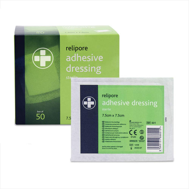 [Australia] - Relipore REL601 Sterile Dressing, 7.5 cm W x 7.5 cm L (Pack of 50) 7.5x7.5 cm (Pack of 50) 