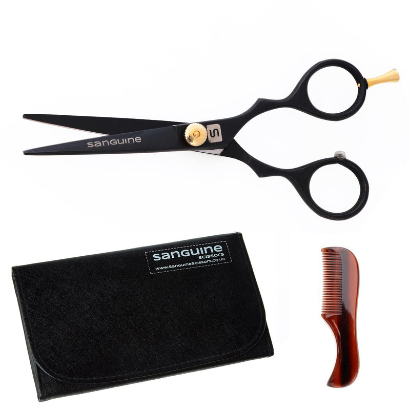 [Australia] - Professional Moustache Scissors and Beard Trimming Scissors, Extremely Sharp - Deep Black, Presentation Case 