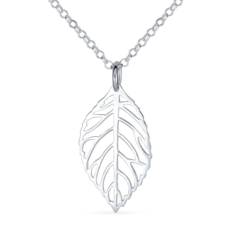 [Australia] - Minimalist Small Nature Leaf Dangling Pendant Necklace For Women For Teen 925 Sterling Silver With Chain 