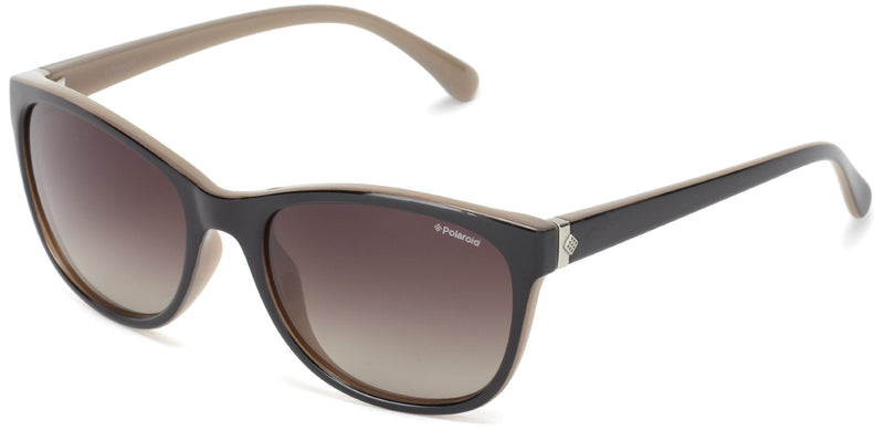 [Australia] - Polaroid women's P8339 Round Sunglasses Black/Brown Shaded Polarized 