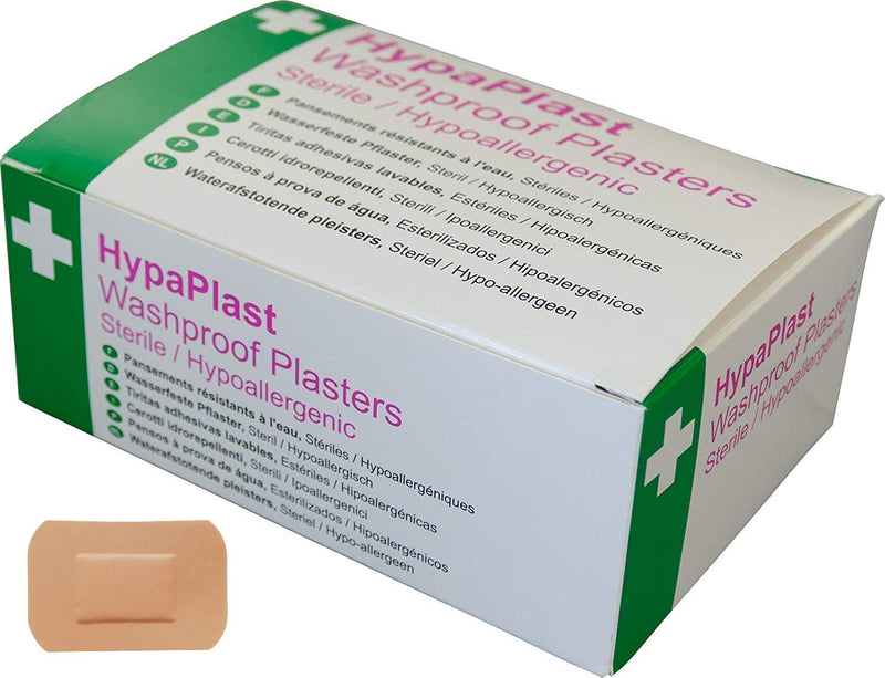 [Australia] - HypaPlast Large Pink Washproof Plasters, 7.2x5cm (Pack of 100) Sterile Hypoallergenic Large Rectangle (Pack of 100) 
