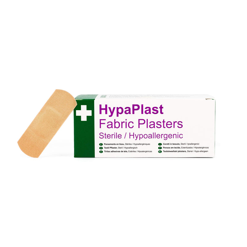 [Australia] - Safety First Aid Group HypaPlast Fabric Plasters, 7.2 x 2.5 cm (Pack of 100) Sterile Hypoallergenic 7.2 x 2.5cm (Pack of 100) 