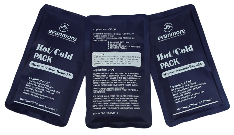 [Australia] - 3 x Evanmore Reusable Hot Cold Gel Pack Packs Large, Luxury - Easy to use - Flexible - Long Lasting - Knee, Shoulder wrap - 13 x 25cm 