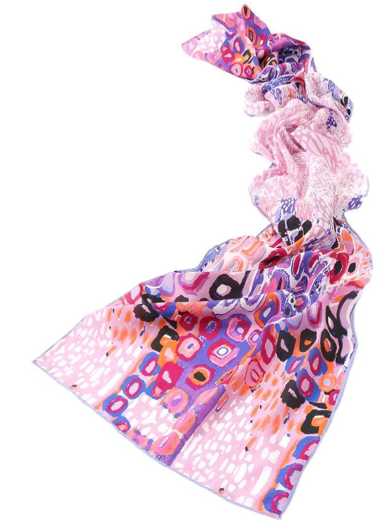 [Australia] - Prettystern Multicoloured Modern Art Printing pure silk scarf shawl 63.0" X 17.0" P278 Purple 