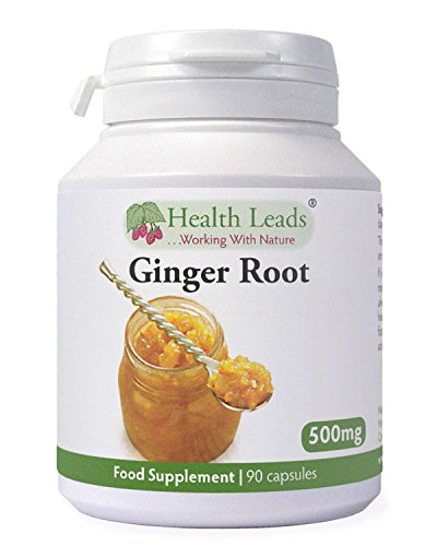 [Australia] - Natural Ginger Root Powdered 500mg x 90 Capsules, No GMO, No Fillers or Magnesium Stearate, for Vegans and Vegetarians, Made in Wales by Health Leads .Working With Nature 