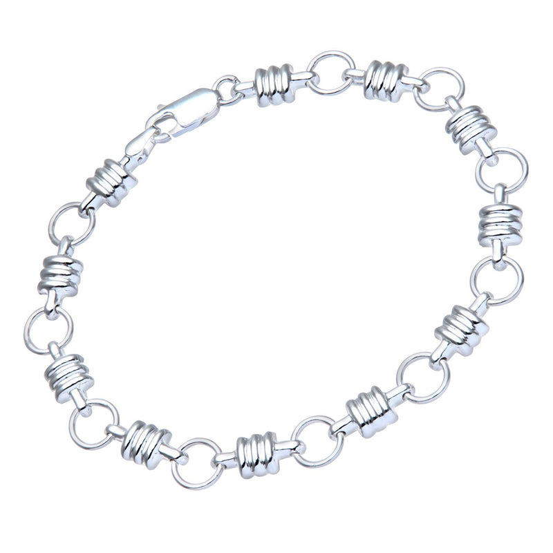 [Australia] - Citerna Sterling Silver Bamboo and Circle Link Bracelet of 18.4 cm 