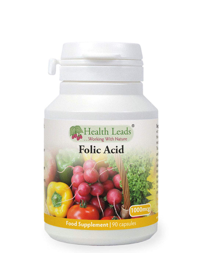 [Australia] - Folic Acid 1000mcg x 90 Capsules, Supports Normal Maternal Tissue Growth During Pregnancy, Prenatal, Magnesium Stearate Free, Formulated and Made in Wales 