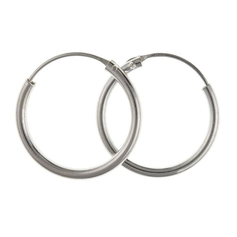 [Australia] - 14MM Plain Top-Hinged Sterling Silver Sleeper Endless Hoop Earrings for Women/Teenage/Girls - 925 Sterling Silver - Simple Small Sleeper Hoops - UNISEX 