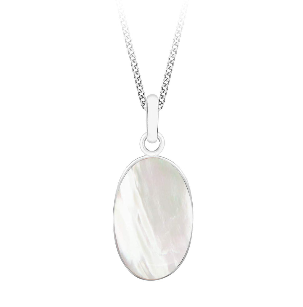 [Australia] - Tuscany Silver Sterling Silver Mother of Pearl Oval Necklace of 46cm/18" 