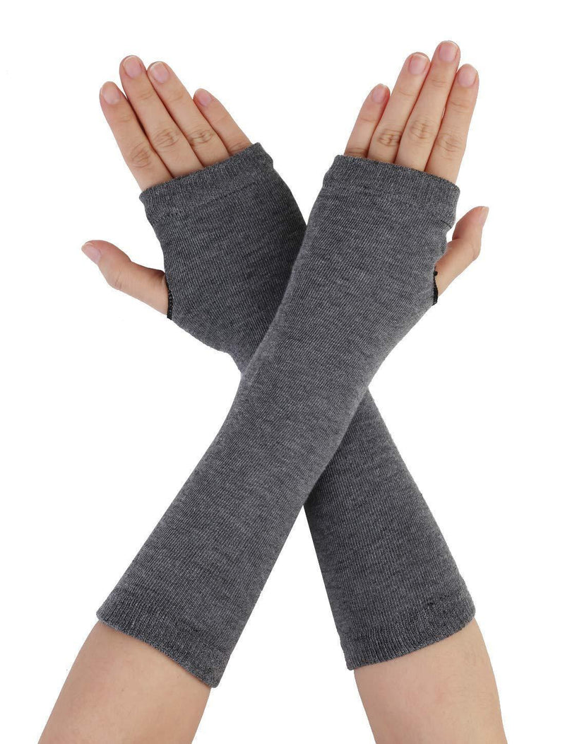 [Australia] - sourcingmap Gray Knitted Fingerless Long Gloves Arm Warmers for Lady 