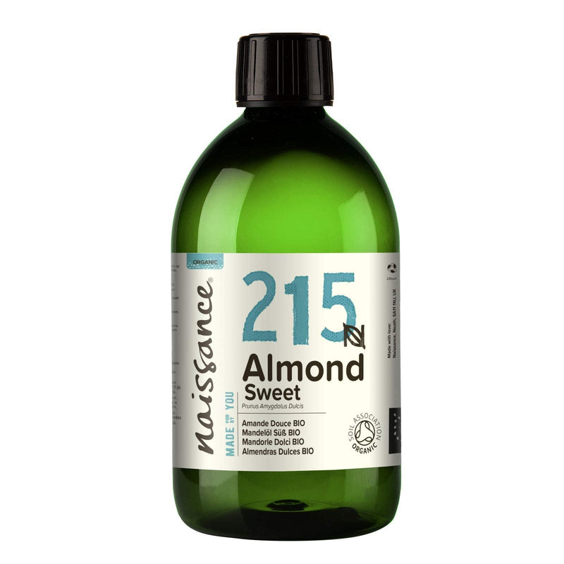 [Australia] - Naissance Certified Organic Sweet Almond Oil (no. 215) 500ml ‚Äì For Skin Hair Massage Nails Ears Face Body Stretch Marks - Natural Skin Care Cold Pressed Unrefined Food Grade Carrier Oil Aromatherapy 