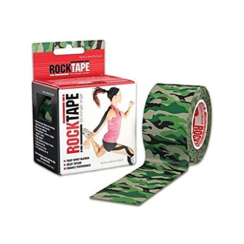 [Australia] - Rocktape Kinesiology Tape Athletes, Water Resistant, Reduce Pain & Injury Recovery, 5cm x 5m, Uncut, Green Camo Green Wood Camouflage Uncut Roll - 5cm Wide Single 
