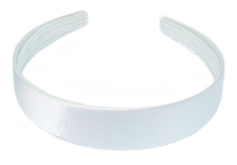 [Australia] - Satin Look Fabric Covered 2.5cm Wide Alice Style Headband (White). 