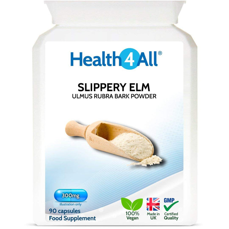 [Australia] - Slippery Elm 300mg 90 Capsules (V) Digestive Health. Acid Reflux Support. Vegan. Made in The UK by Health4All 90 Count (Pack of 1) 