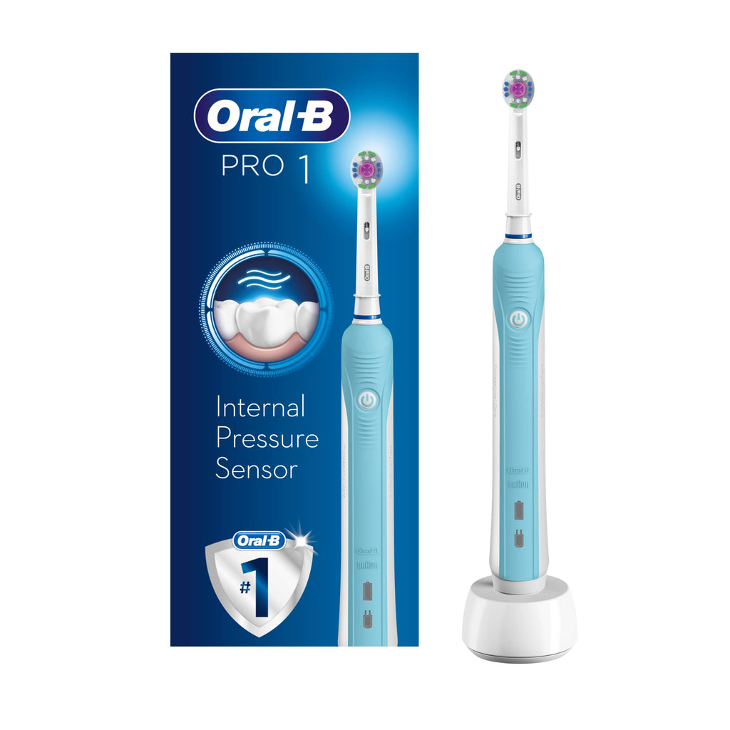 [Australia] - Oral-B 1 Pro Electric Toothbrush with Pressure Sensor, 1 Handle, 1 Toothbrush Head, 1 Mode with 3D Cleaning, 2 Pin UK Plug, 600, Blue Blue 3d White 