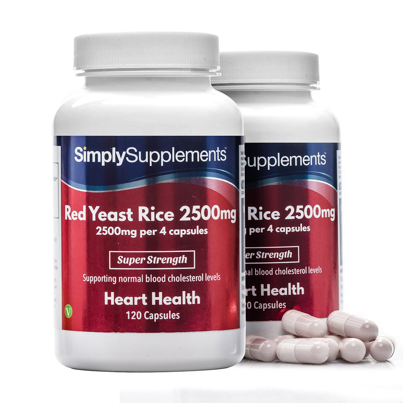 [Australia] - Red Yeast Rice 2500mg Super Strength | Supports Healthy Cholesterol Levels | Vegan & Vegetarian Friendly | 240 Capsules in Total = 60 Day Supply | Manufactured in The UK 