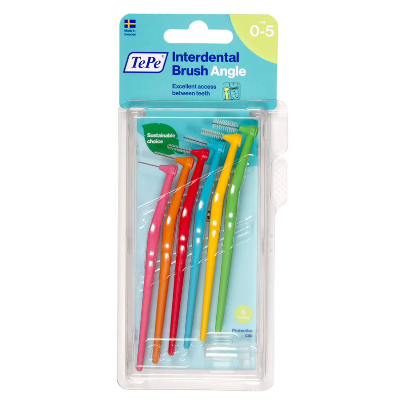 [Australia] - TePe Angle Interdental Brushes Mixed Pack / Samples of Every Size / Easy and simple interspace cleaning with long handle and angled neck / 2 x 6 brushes 