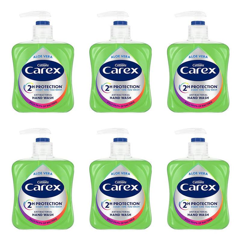 [Australia] - Carex Dermacare Aloe Vera Antibacterial Hand Wash Pack of 6, Cleansing Hand Soap that's gentle and Protects Hands, Antibacterial Soap with Added Moisturisers, Aloe Vera Soap, 250 ml (Pack of 6) 