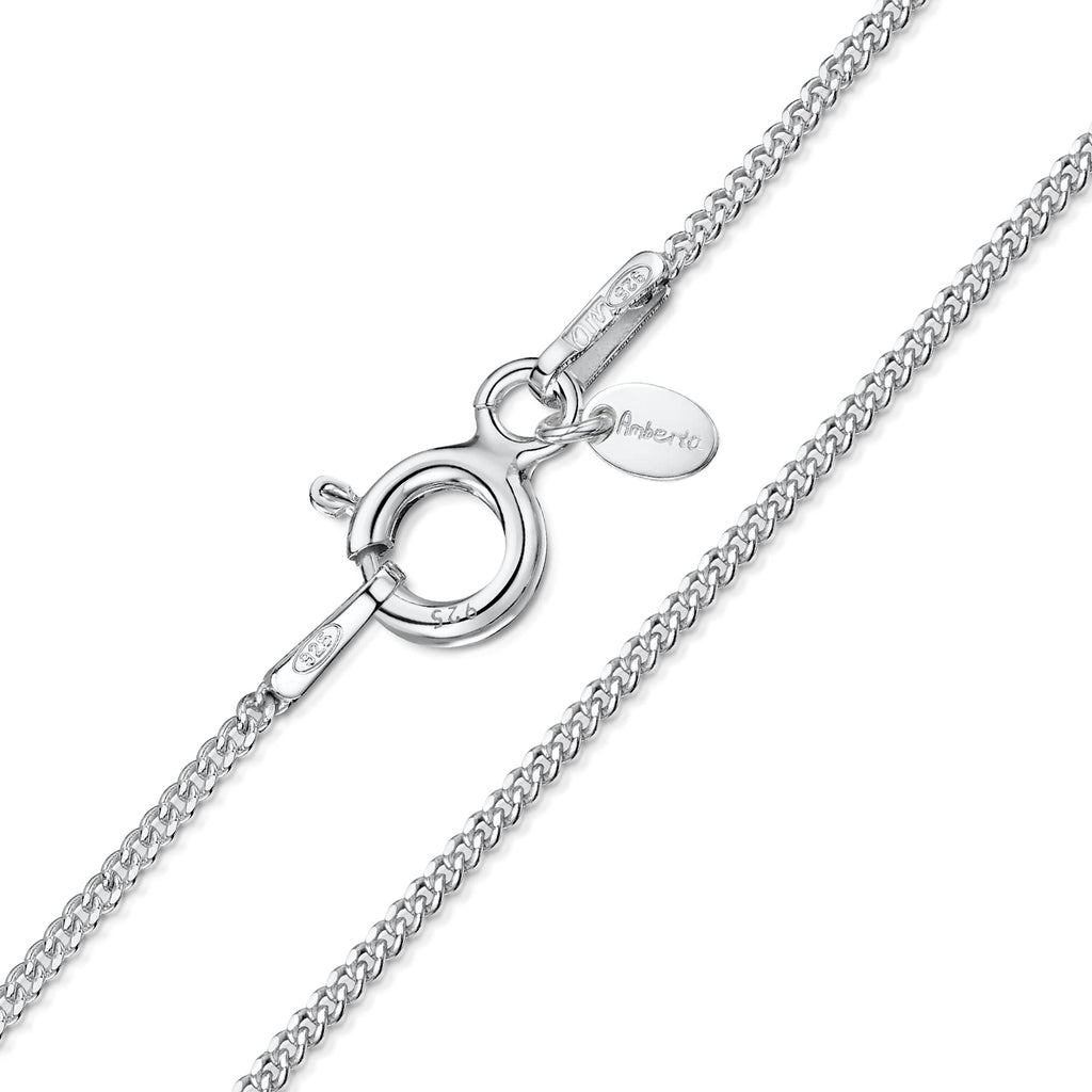 [Australia] - Amberta 925 Sterling Silver 1.1 mm Curb Chain Necklace 14" 16" 18" 20" 22" 24" in 18 inch / 45 cm 