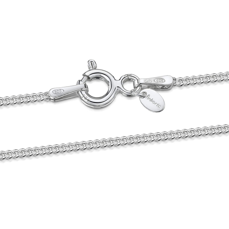 [Australia] - Amberta 925 Sterling Silver Chain Necklace for Children Length 14" inch / 36 cm Silver 1.3 mm Curb 
