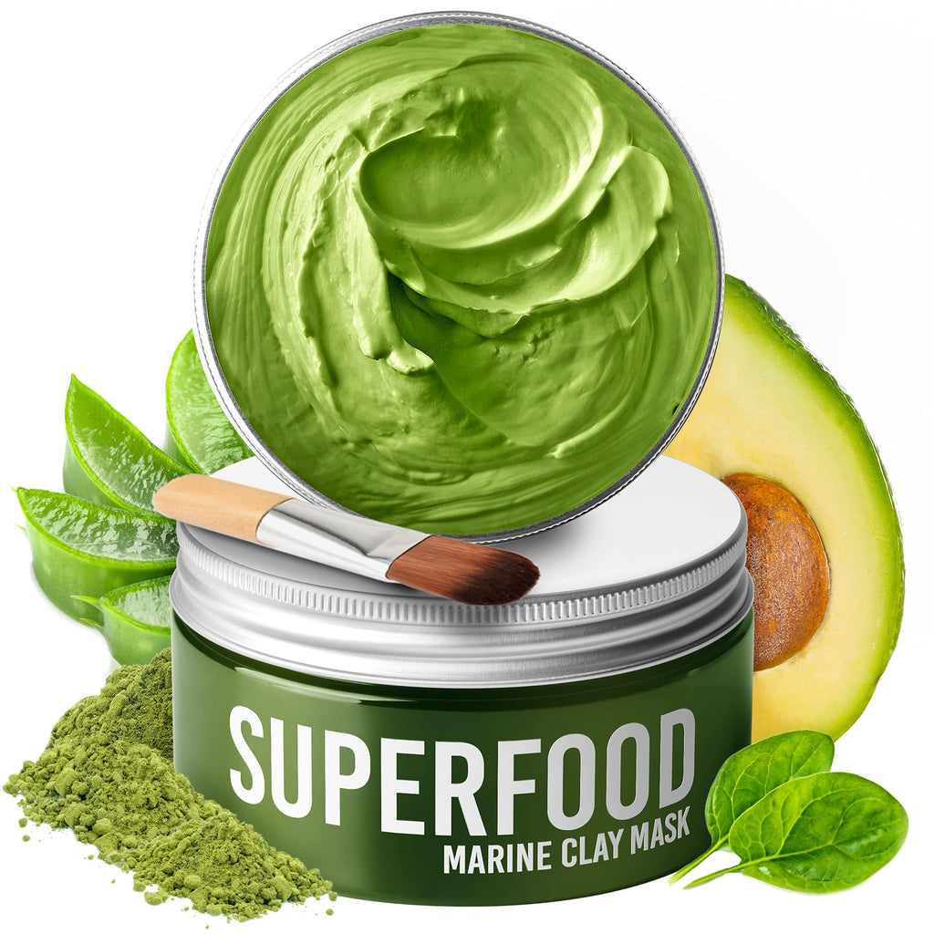 [Australia] - Clay Mask by Plantifique - 100% Vegan Face Mask with Avocado & Green Tea - Face and Body Mask - Face Masks Beauty - Acne Treatment - Natural Dermatologically Tested - Face Masks Skincare - Skin Care 