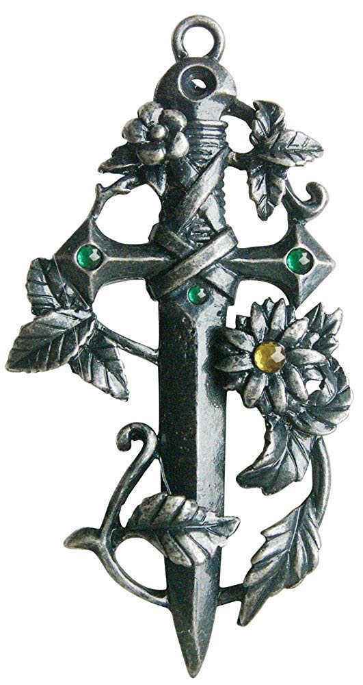 [Australia] - Greenwood Sword in The Green - for Magical Protection Charm Collection by Briar - Pendant Necklace in Presentation Pouch on Leather Thong 