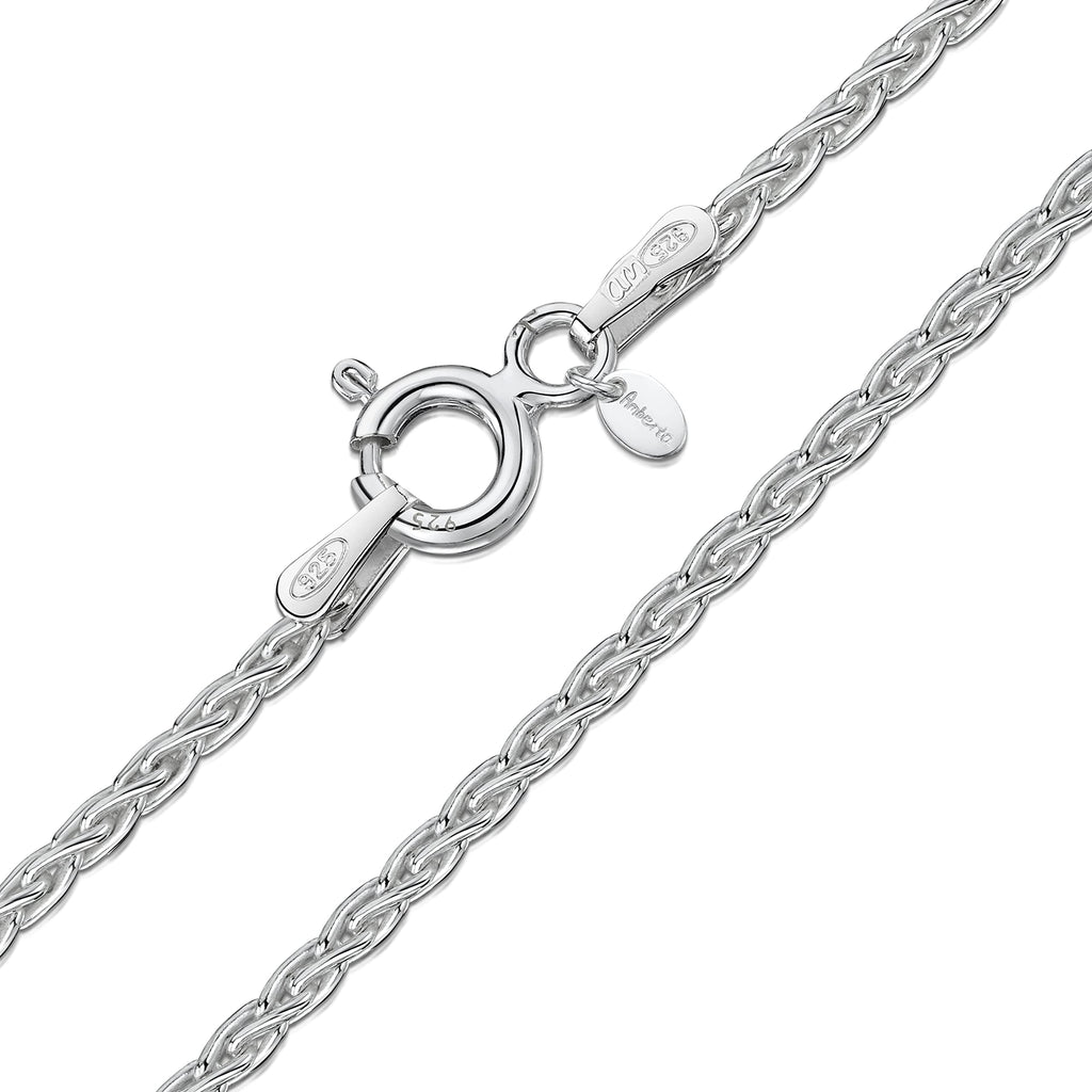 [Australia] - Amberta 925 Sterling Silver 1.7 mm Spiga Wheat Chain Necklace 16" 18" 20" 22" 24" in 20 inch 