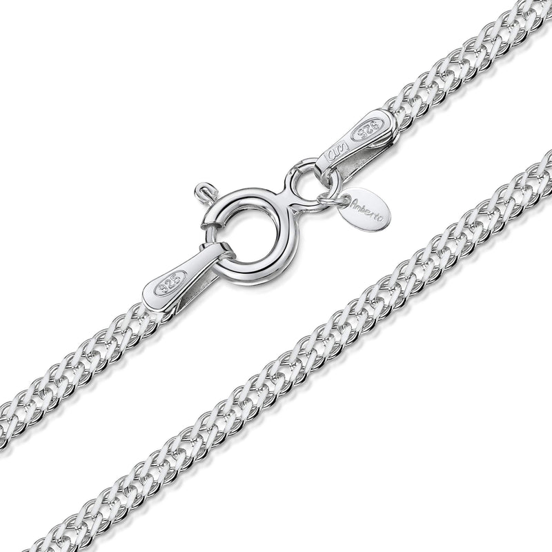[Australia] - Amberta 925 Sterling Silver 2 mm Rhombus Curb Chain Necklace 16" 18" 20" 22" in 22 inch / 55 cm 