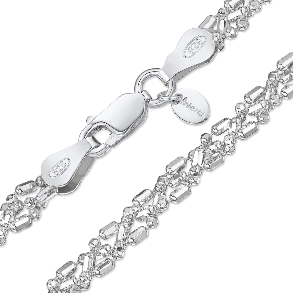 [Australia] - Amberta 925 Sterling Silver 3.5 mm Ball Bead and Bar Chain Necklace 18" 20" 22" in 22 inch / 55 cm 