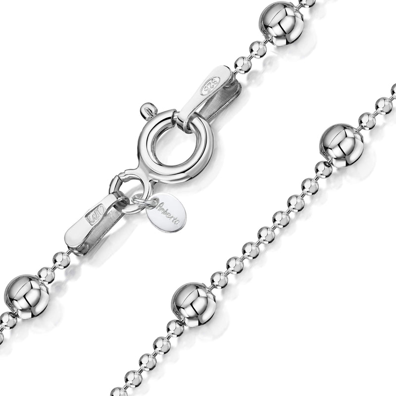 [Australia] - Amberta 925 Sterling Silver 3.2 mm / 1.1 mm Ball Chain Necklace 16" 18" 20" 22" 24" in 20 inch 