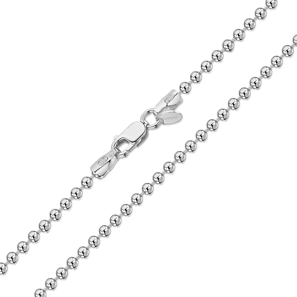 [Australia] - Amberta 925 Sterling Silver 2 mm Ball Chain Necklace 16" 18" 20" 22" 24" in 18 inch 