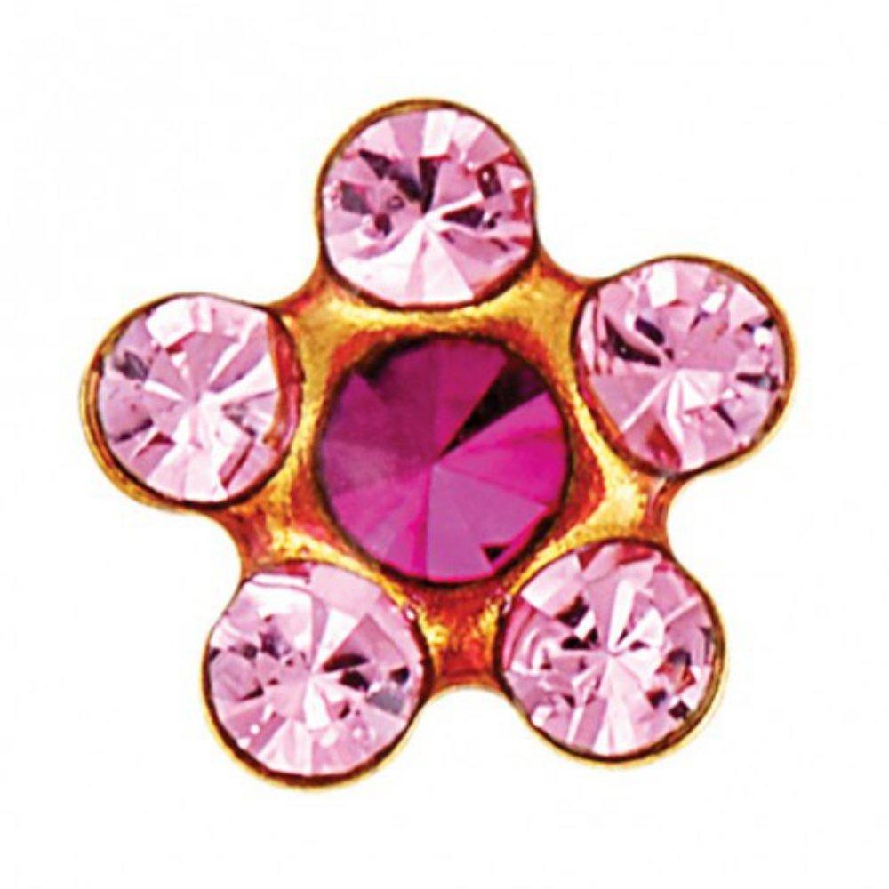 [Australia] - Studex Sensitive Regular Light Rose and Fuchsia Crystal Daisy Gold Plated Stud Earrings 5mm Setting 