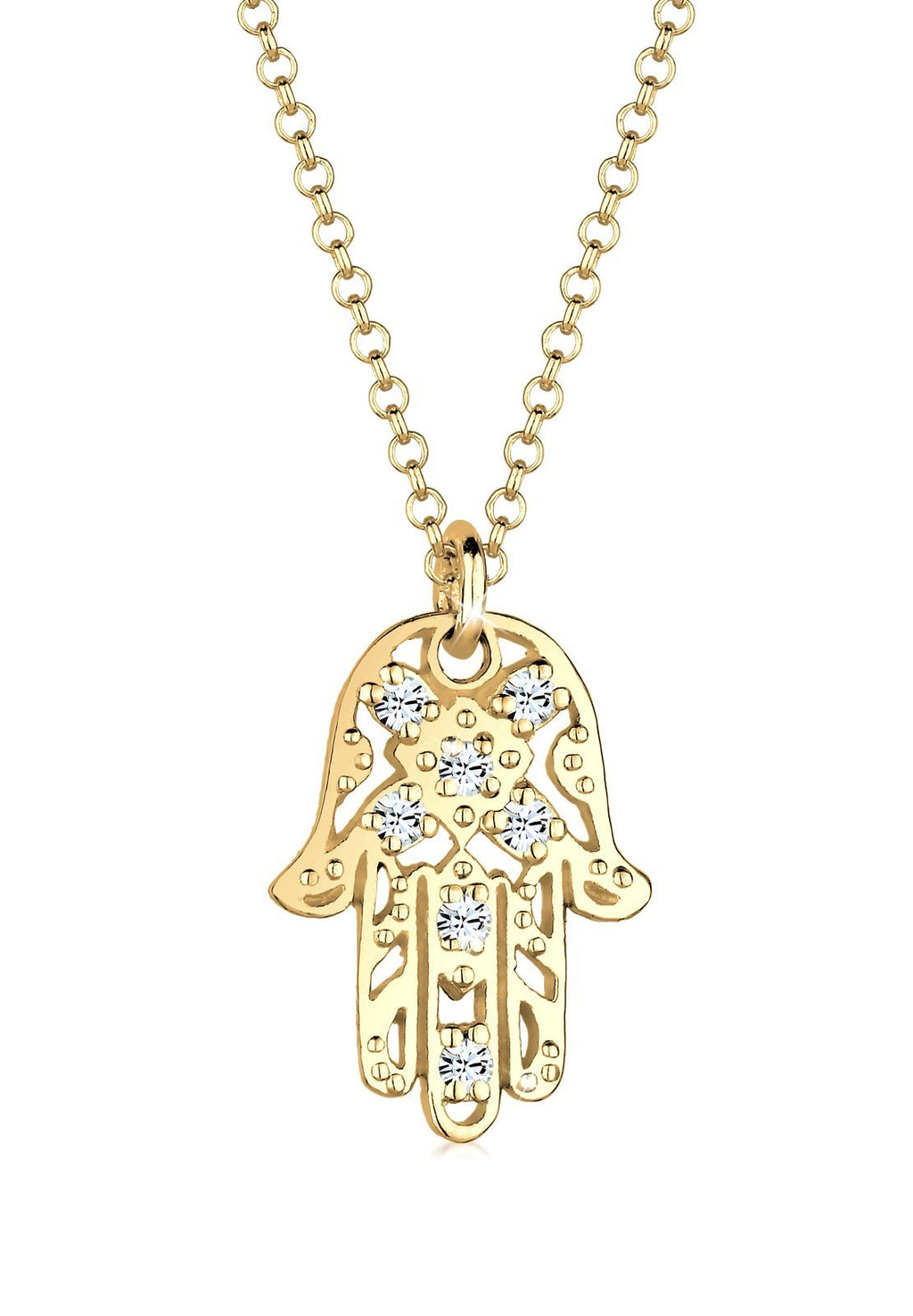 [Australia] - Elli Necklace Hamsa Hand with Crystals in 925 Sterling Silver 