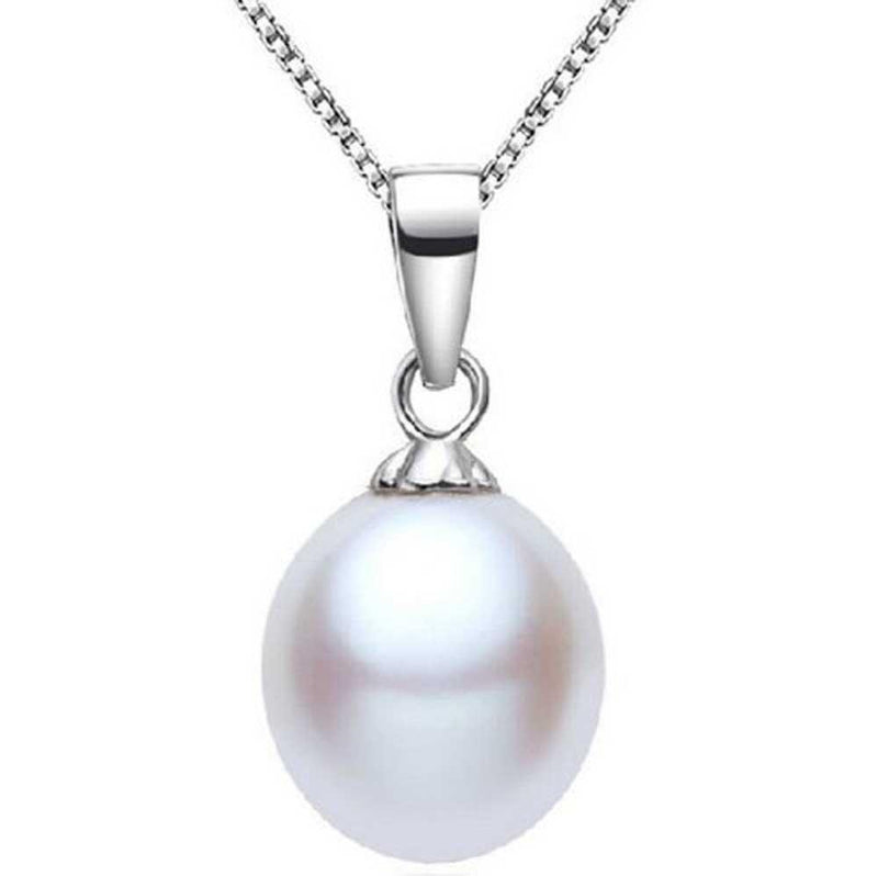 [Australia] - findout Elegant 925 sterling silver white freshwater pearl Ladies - Necklace High Gloss 9.0-11.0mm WITH guaranteed 925 sterling silver Singapore chain 45 cm (white) 